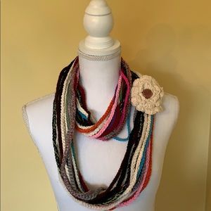 Handmade Infinity Scarf with a Flower